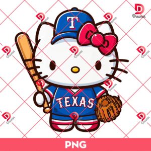Hello Kitty Texas Rangers PNG, Baseball MLB Hello Kitty Rangers Player PNG