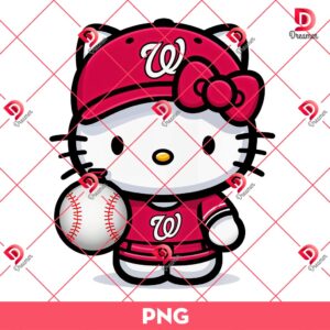 Hello Kitty Washington Nationals Baseball PNG, MLB Sport Washington Nationals Hello Kitty PNG