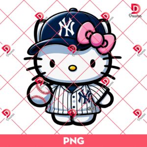 Hello Kitty Yankees PNG, MLB Sport Hello Kitty New York Yankees PNG, Kitty Baseball NY Yankees PNG