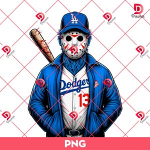 Horror Baseball Dodgers PNG, Jason Voorhees Los Angeles Dodgers Player PNG