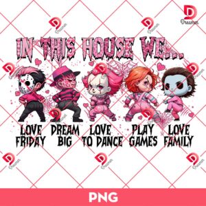 Horror In This House We PNG, Valentines Day Horror Characters PNG