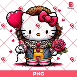 Horror Kitty Pennywise Valentine PNG, Hello Kitty Horror Valentines Day PNG