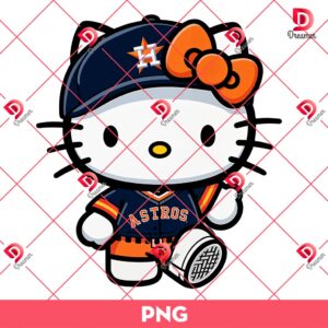 Houston Astros Hello Kitty PNG, Hello Kitty Baseball Astros PNG, MLB Sport Hello Kitty Houston Astros Player PNG