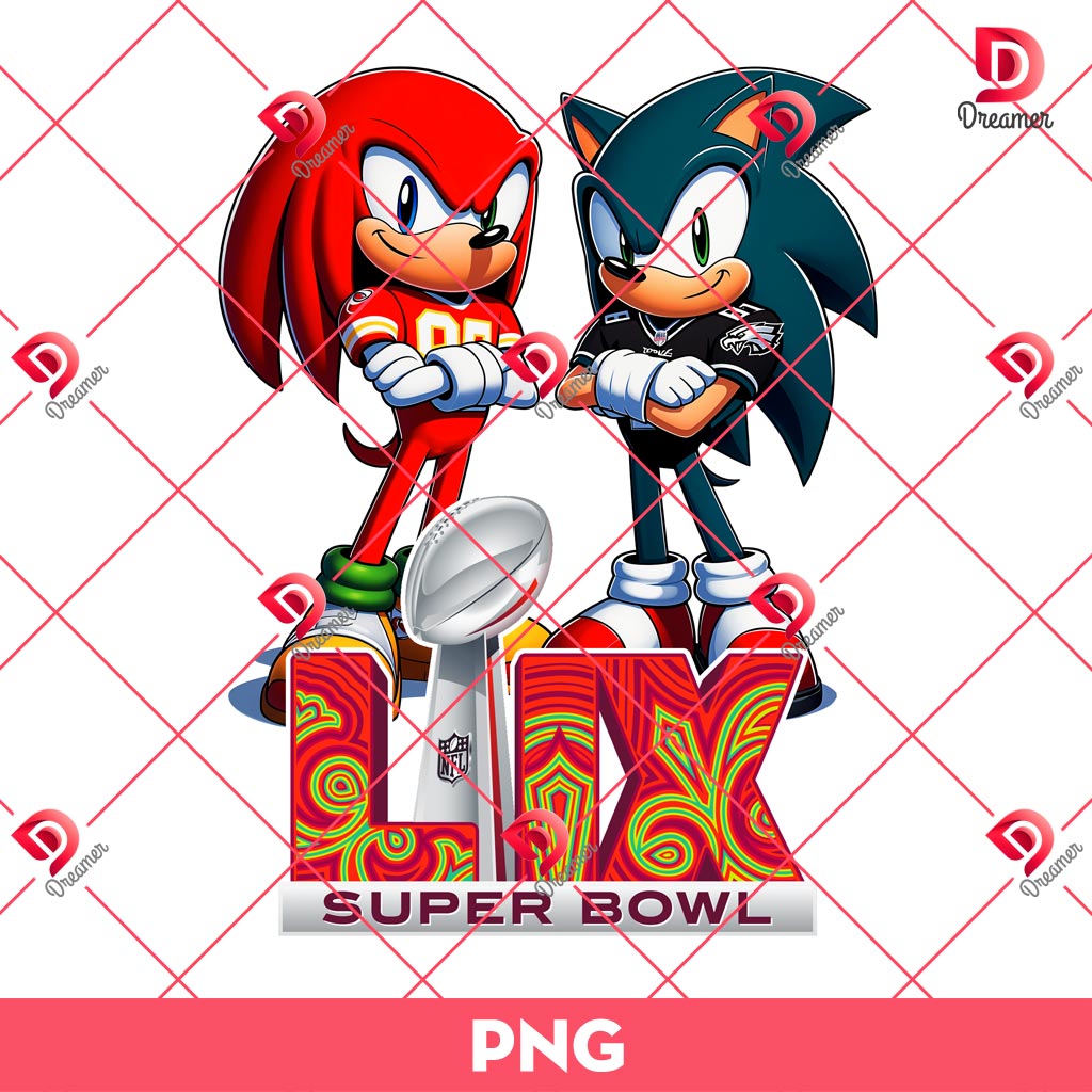 Bundle Philadelphia Eagles PNG Design, NFL Eagles Football Characters PNG Bundle 41 Knuckles KC Chiefs VS Sonic Eagles PNG, Super Bowl LIX 2025 Sonic Cartoon PNG
