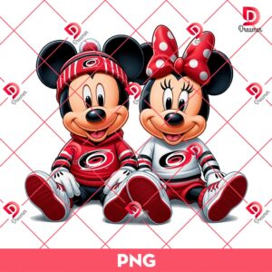 Mickey And Minnie Carolina Hurricanes Hockey PNG, Disney Mickey Minnie Hurricanes NHL Sport PNG