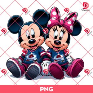 Mickey And Minnie Colorado Avalanche Hockey PNG, Disney Mickey Minnie Avalanche NHL Sport PNG