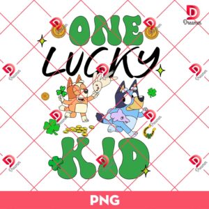 One Lucky Kid Bingo Bluey St Patrick PNG, Saint Patricks Day Bluey PNG