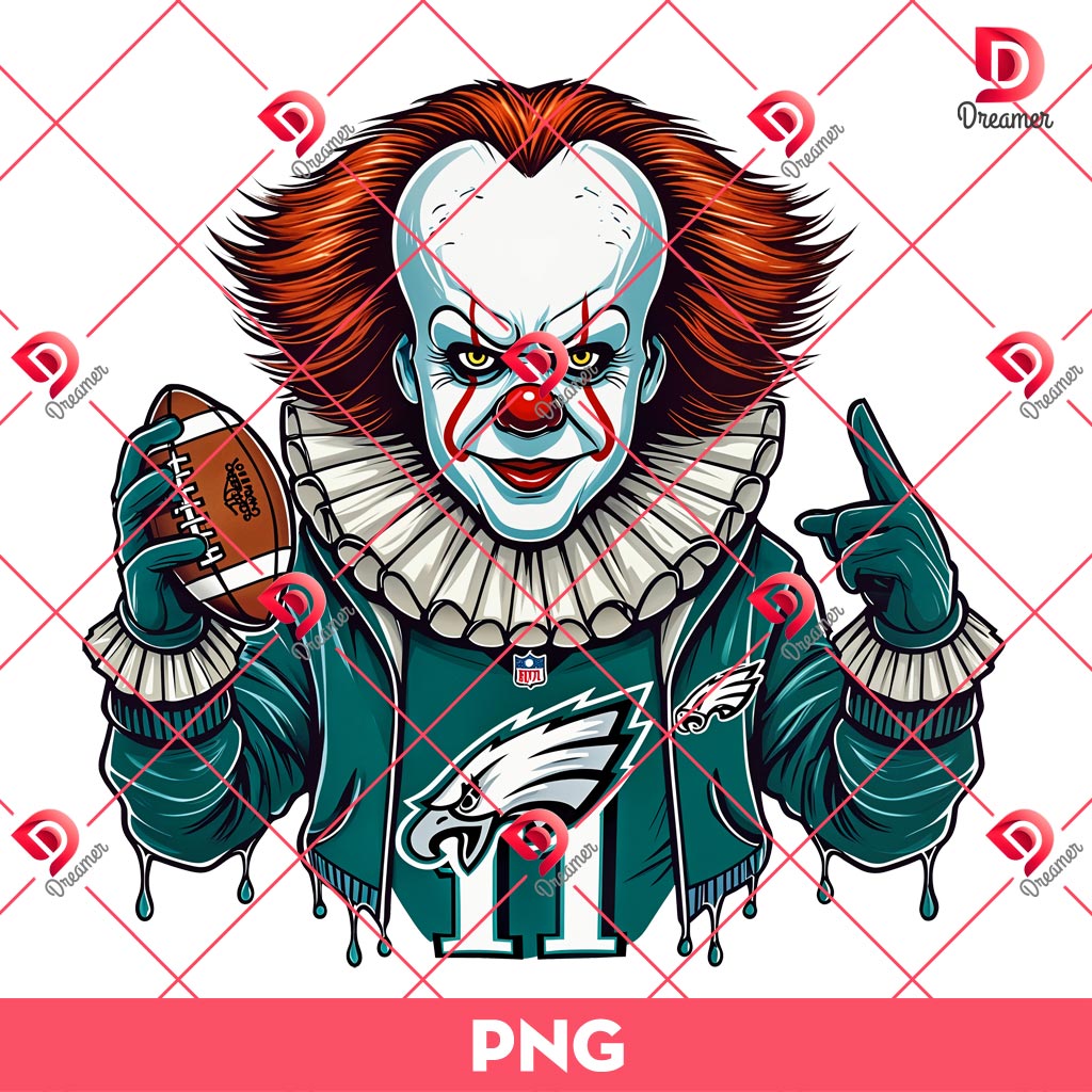 Bundle Philadelphia Eagles PNG Design, NFL Eagles Football Characters PNG Bundle 61 Pennywise Eagles Football PNG, Philadelphia Eagles Horror Killer NFL PNG