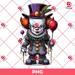 Pennywise Mardi Gras PNG, Horror Character Mardi Gras PNG