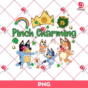 Pinch Charming Bluey Friends PNG, St Patricks Day Bluey Friends PNG, Bluey Family St Patricks PNG