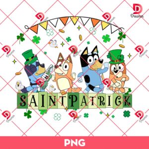 Saint Patrick Bluey Friends PNG, Bluey Bingo Happy St Patricks Day PNG