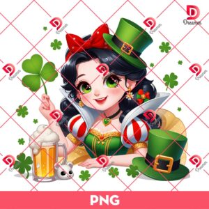 Snow White St Patricks Day PNG, Disney Princess St Patrick Shamrock PNG