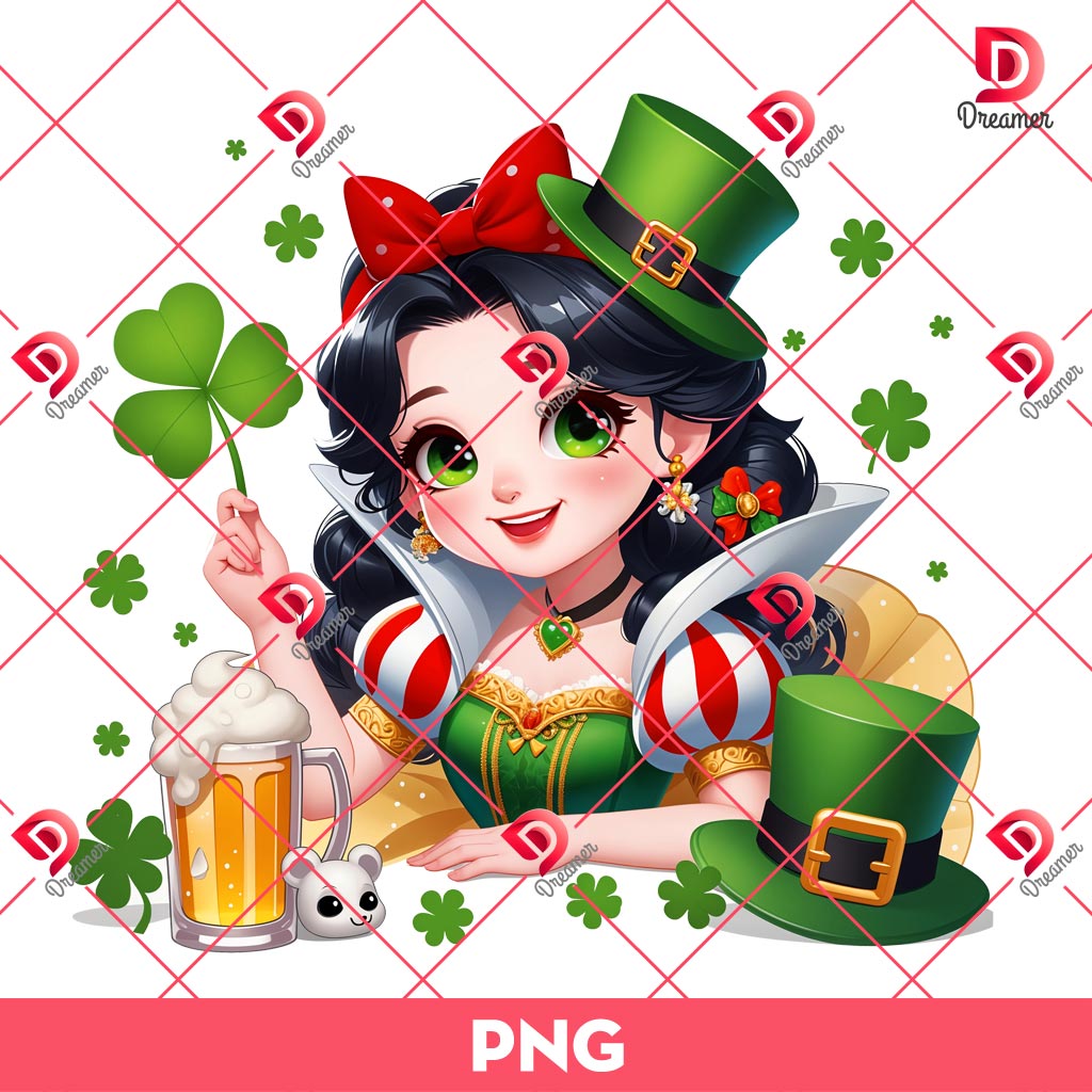 Snow White St Patricks Day PNG, Disney Princess St Patrick Shamrock PNG 1 Snow White St Patricks Day PNG, Disney Princess St Patrick Shamrock PNG