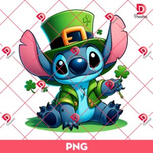 Stitch St Patricks Day PNG, Lucky Stitch PNG, Stitch Shamrock PNG