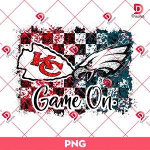 Vintage Eagles Vs Chiefs Checkered PNG Design, Super Bowl 2025 KC Chiefs VS Eagles PNG