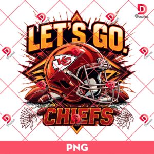 Vintage Let's Go Chiefs Design PNG, Retro Chiefs Helmet Kansas City Football Spirit In PNG