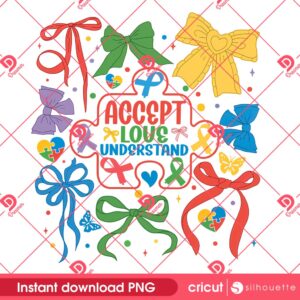 Autism Awareness Coquette Bow PNG, Retro Autism Bow PNG, Autism Mama PNG