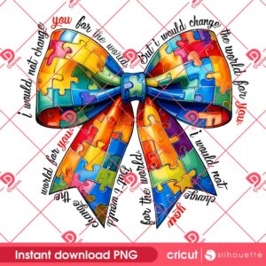 Autism Bow PNG, Autism Coquette PNG, Autism Awareness Coquette Bow PNG