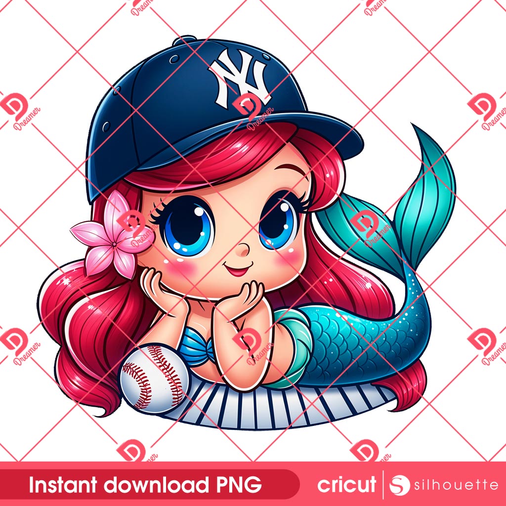 Baby Ariel New York Yankees PNG, Disney Princess Baseball NY Yankees PNG 1 Baby Ariel New York Yankees PNG, Disney Princess Baseball NY Yankees PNG