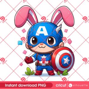 Baby Captain America Easter PNG, Superhero Captain America Bunny Easter PNG