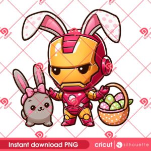 Baby Iron Man Easter PNG, Superhero Iron Man Bunny Easter PNG