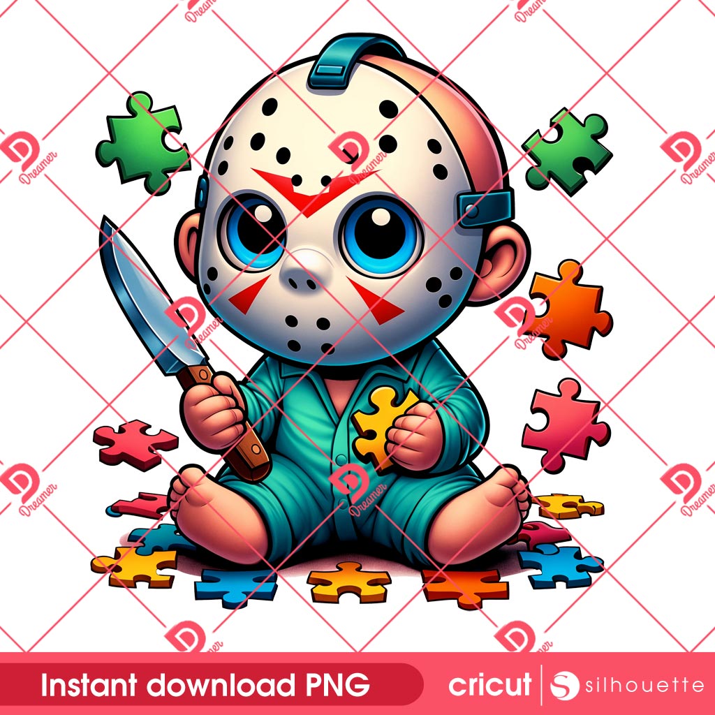 Baby Jason Voorhees With Puzzle Peace PNG, Horror Character Autism Awareness PNG 1 Baby Jason Voorhees With Puzzle Peace PNG, Horror Character Autism Awareness PNG