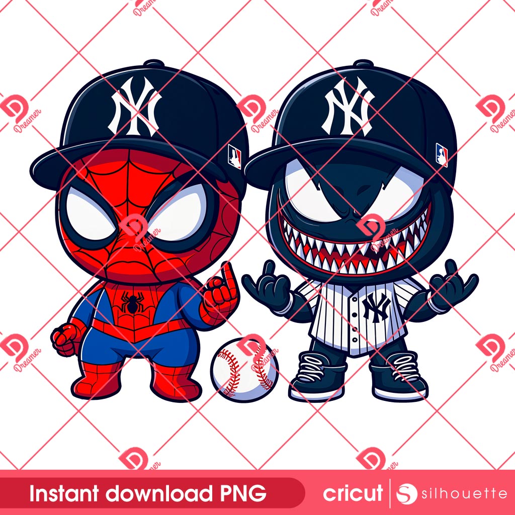 Baby Spiderman And Venom NY Yankees PNG, MLB Sport Superhero Yankees Baseball PNG 1 Baby Spiderman And Venom NY Yankees PNG, MLB Sport Superhero Yankees Baseball PNG