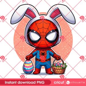 Baby Spiderman Easter PNG, Superhero Spiderman Bunny Easter PNG