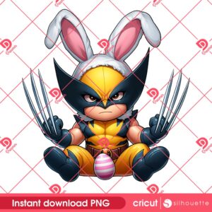 Baby Wolverine Bunny Easter PNG, Happy Easter Day Superhero Wolverine PNG