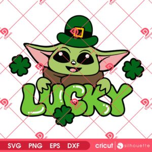 Baby Yoda Lucky St Patricks Day SVG PNG, Lucky Shamrock Disney Star Wars PNG SVG