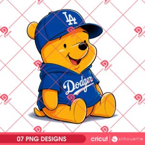 Bundle Winnie The Pooh Dodgers PNG, Winnie The Pooh Baseball Los Angeles Dodgers MLB PNG Bundle