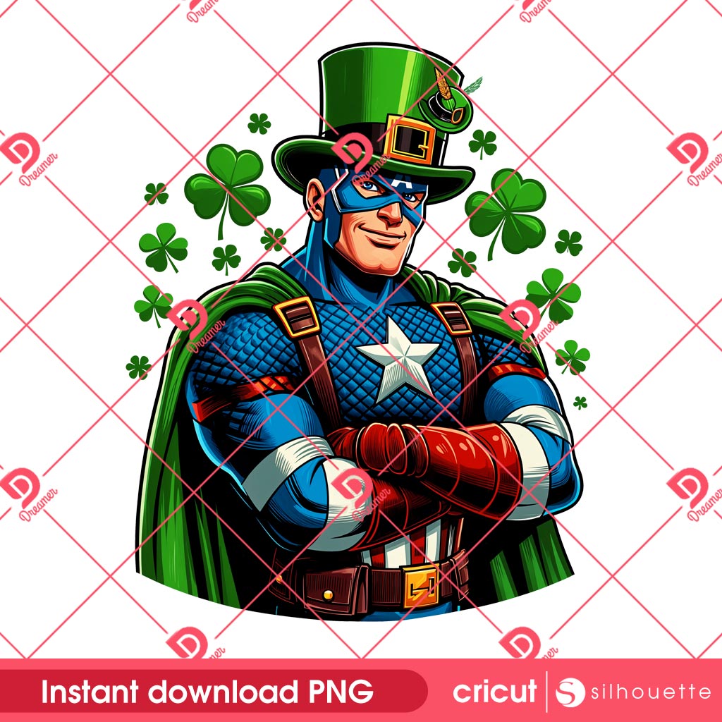 Captain America St Patricks Day PNG, Lucky Superhero St Patrick PNG 1 Captain America St Patricks Day PNG, Lucky Superhero St Patrick PNG