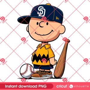 Charlie Brown San Diego Padres PNG, MLB Peanuts Snoopy Charlie Brown Baseball SD Padres PNG
