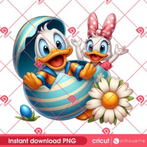 Donald And Daisy Easter Eggs PNG, Happy Easter Day Disney Friends PNG