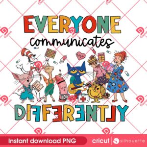 Everyone Communicates Differently Childrens Book PNG, Autism Awareness PNG, Autism Teacher PNG