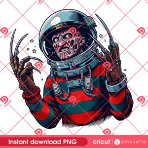 Freddy Krueger Astronaut PNG, Horror Killer Freddy Astronaut PNG, Horror Movie Character In Space PNG