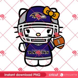Hello Kitty Ravens PNG, Baltimore Ravens Hello Kitty NFL Football PNG