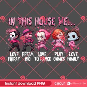 In This House We Horror Characters PNG, Horror Killers In This House PNG