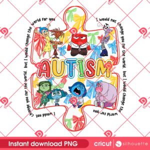 It's Okay To Be Different Autism PNG, Inside Out Characters Autism Awareness PNG