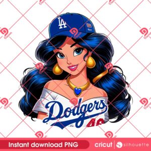 Jasmine LA Dodgers PNG, MLB Baseball Los Angeles Dodgers Cartoon Princess PNG, Disney Princess LA Dodgers PNG