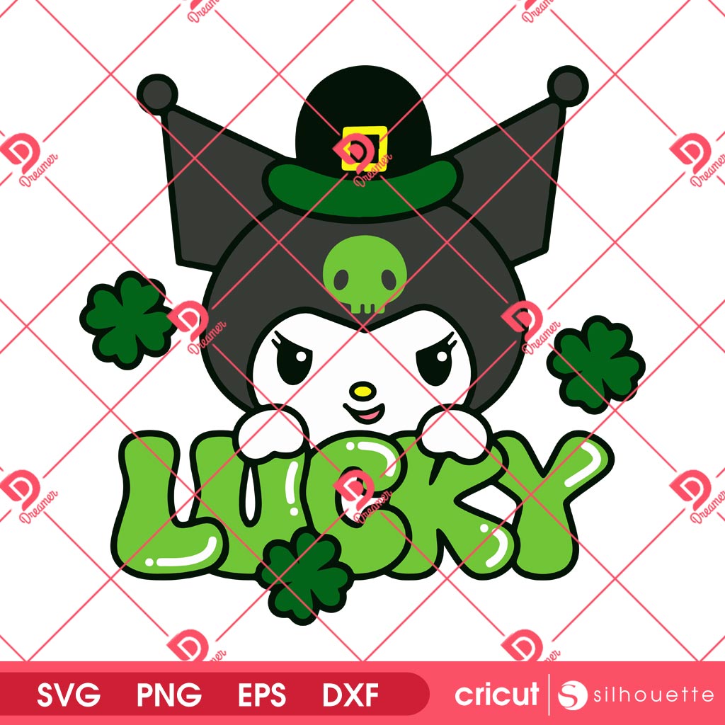 Kuromi St Patricks Day SVG PNG, Lucky Shamrock Kuromi PNG SVG, Sanrio St Patricks SVG 1 Kuromi St Patricks Day SVG PNG, Lucky Shamrock Kuromi PNG SVG, Sanrio St Patricks SVG