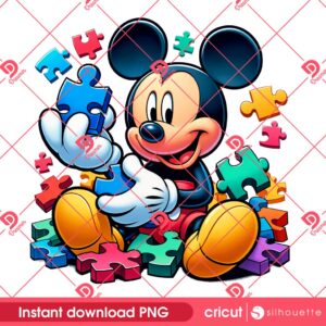 Mickey Mouse Autism Awareness PNG, Disney Mickey With Puzzle Peace PNG