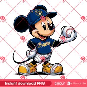 Milwaukee Brewers Mickey PNG, MLB Disney Mickey Mouse PNG, Mickey Brewers Baseball PNG