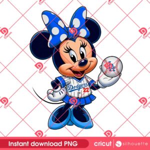 Minnie Dodgers PNG, LA Dodgers Baseball Disney Minnie Mouse PNG