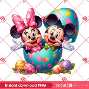 Minnie Mickey And Easter Eggs PNG, Happy Easter Day Disney Mouse Friends PNG