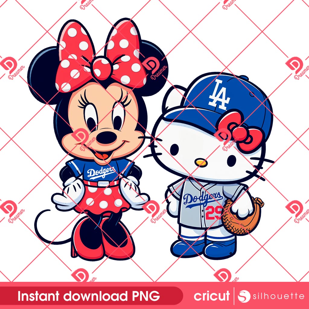 Minnie Mouse And Hello Kitty LA Dodgers PNG, Hello Kitty Dodgers Baseball PNG, Disney Minnie Baseball Dodgers PNG 1 Minnie Mouse And Hello Kitty LA Dodgers PNG, Hello Kitty Dodgers Baseball PNG, Disney Minnie Baseball Dodgers PNG