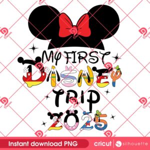My First Disney Trip 2025 Minnie Head PNG, Disney Family 2025 PNG, Family Disney Trip Minnie Mouse PNG