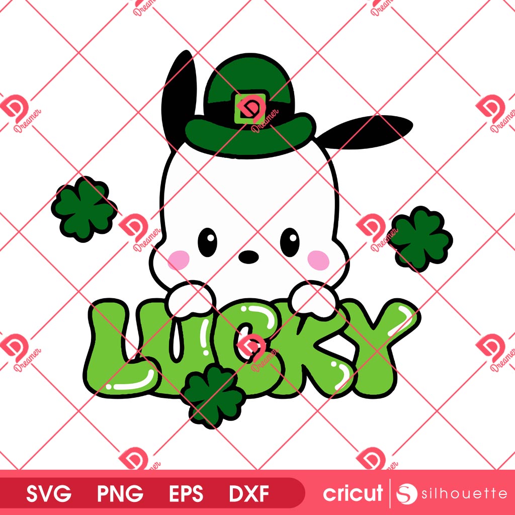 Pochacco St Patricks Day SVG PNG, Lucky Shamrock Pochacco PNG SVG, Sanrio St Patricks SVG 1 Pochacco St Patricks Day SVG PNG, Lucky Shamrock Pochacco PNG SVG, Sanrio St Patricks SVG