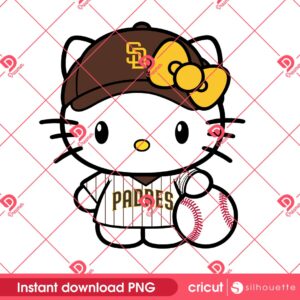 San Diego Padres Hello Kitty PNG, Hello Kitty MLB Baseball SD Padres PNG