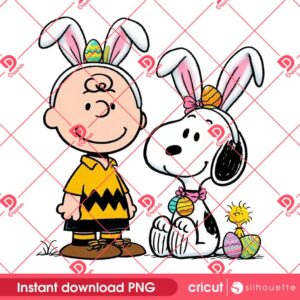 Snoopy And Charlie Brown Easter Bunny PNG, Happy Easter Day Peanuts Cartoon PNG